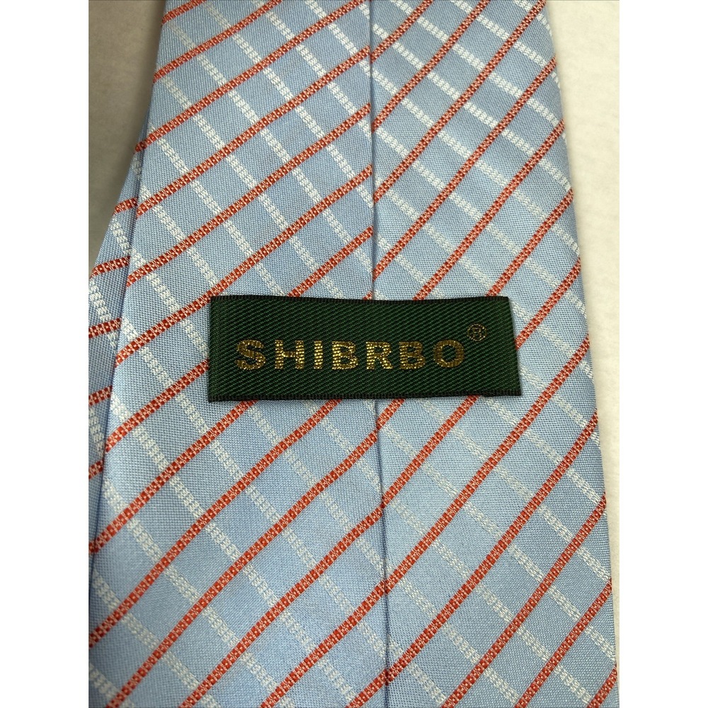 Men's Shibrbo Tie, Blue With Silver/Orange Stripes